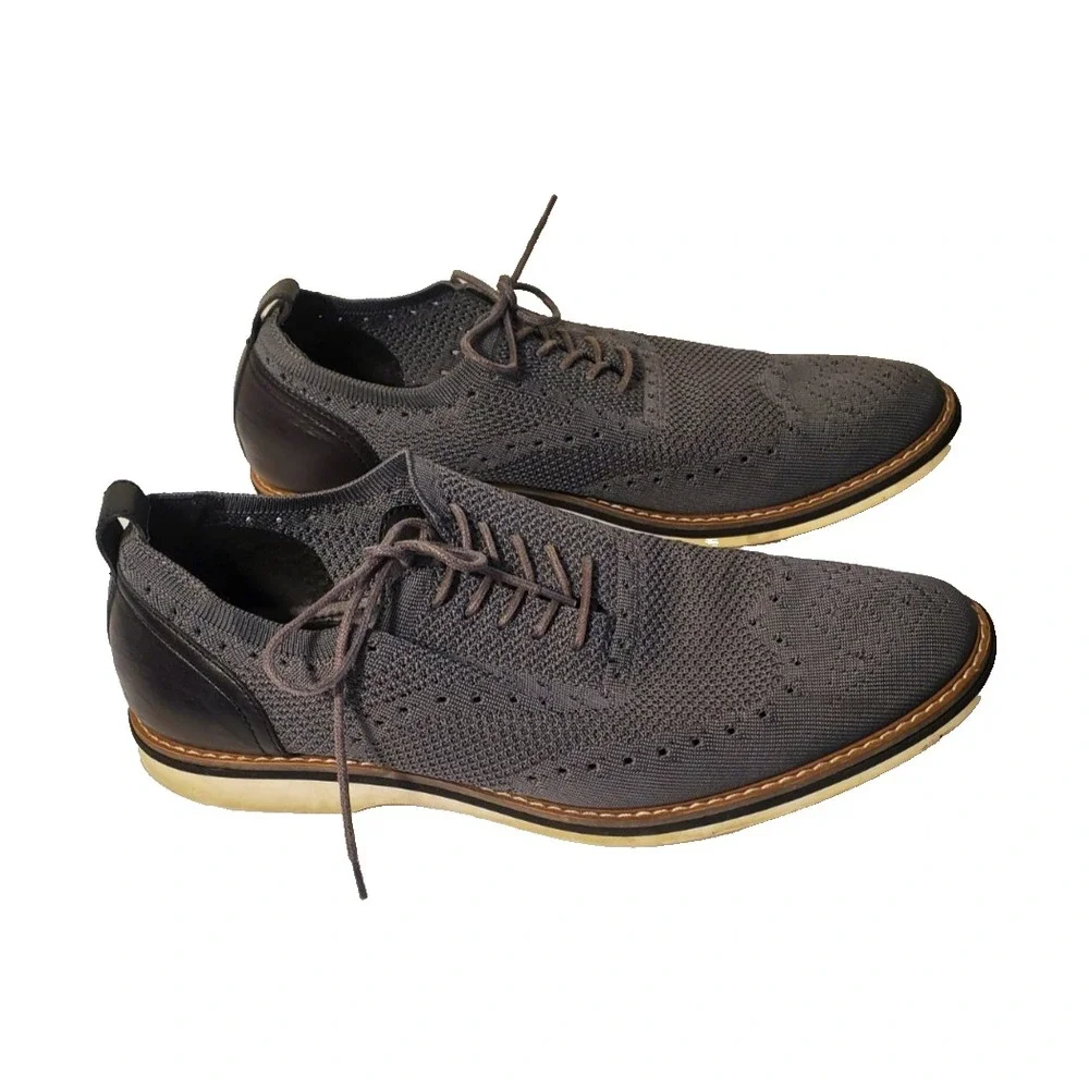 Aiden‎ & Mason AM-Albert3 Men's 13 M Gray Oxford Wingtip Lace Up Mesh Shoes
